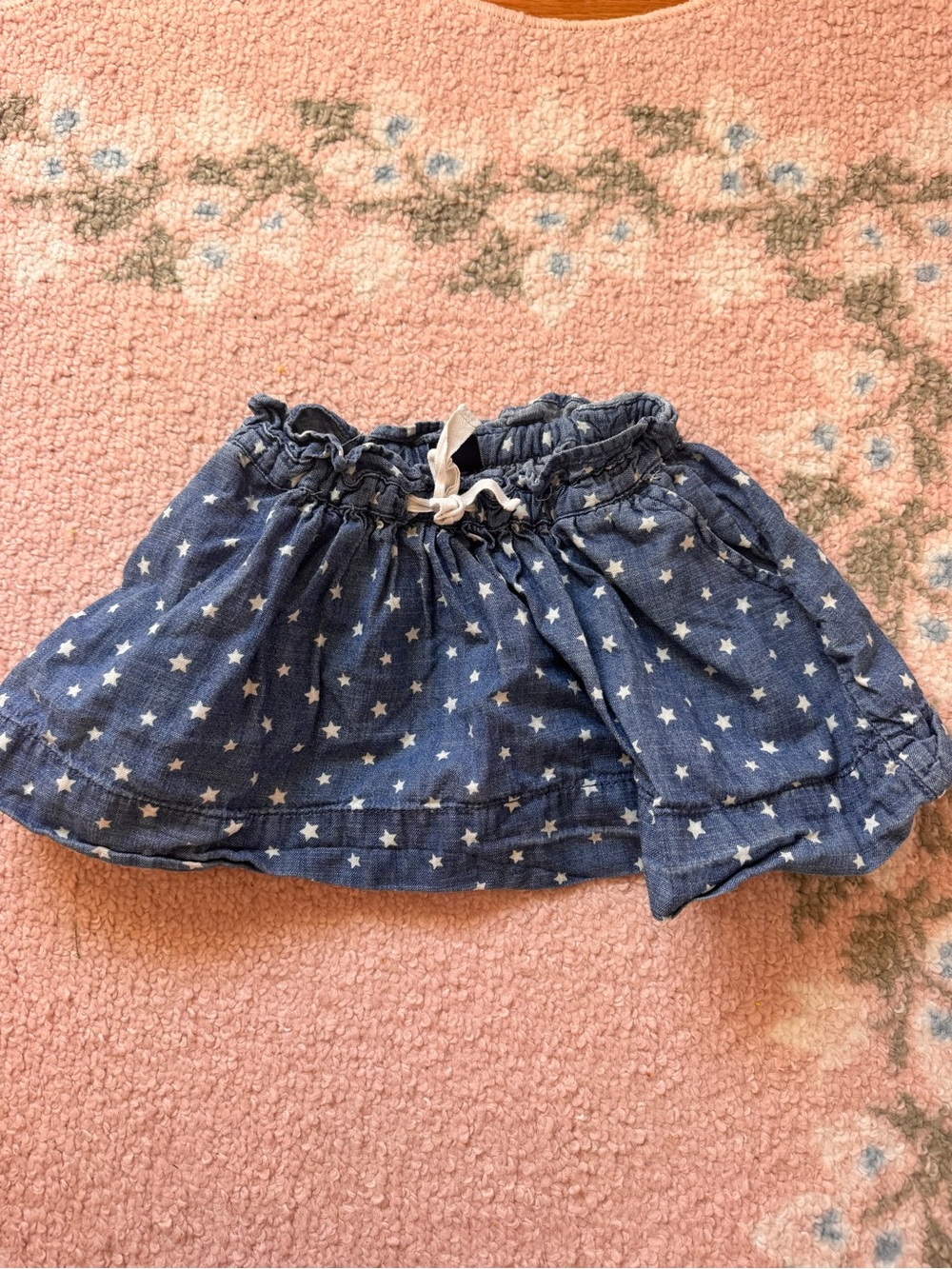 GAP Blue Star Print Denim Skirt with Drawstring Waist